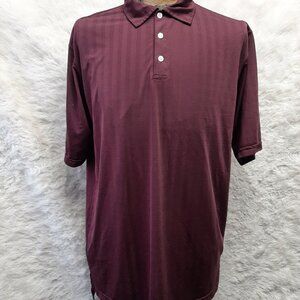 Dunning Golf Men's Burgundy Red Stripes Polo Shirt Size: XL